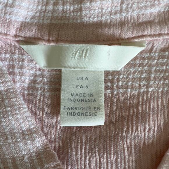 H&M Light Pink Sheer with white stripes long sleeve tunic Size 6 - Picture 7 of 12